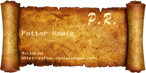 Petter Remig névjegykártya